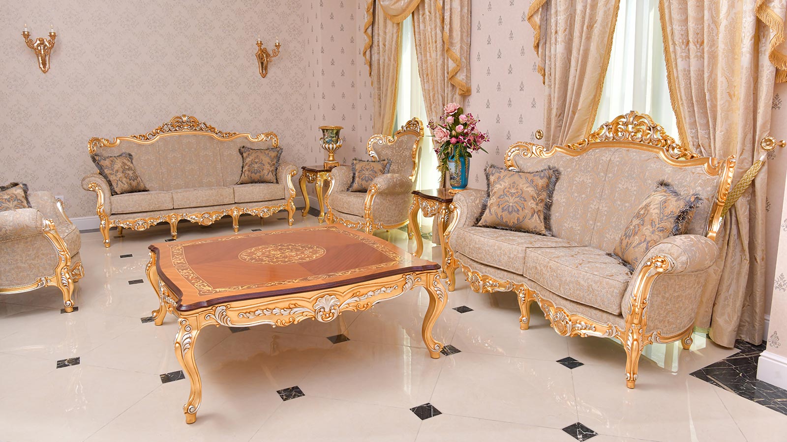 Classic luxury living room sofa set