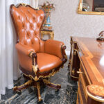 classic traditiomal design natural leather office armchair made in Italy