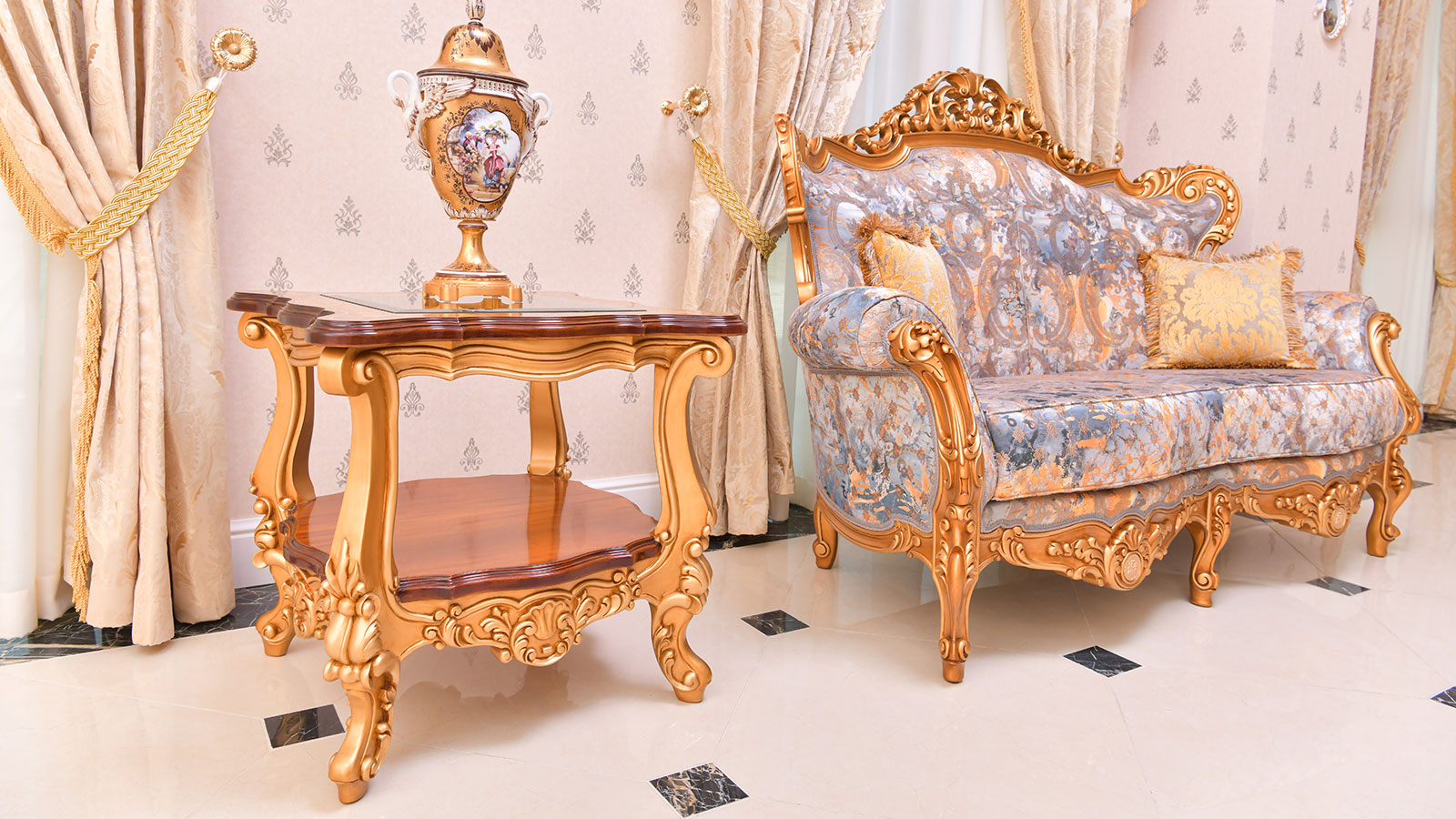 Classic luxury side table top glass