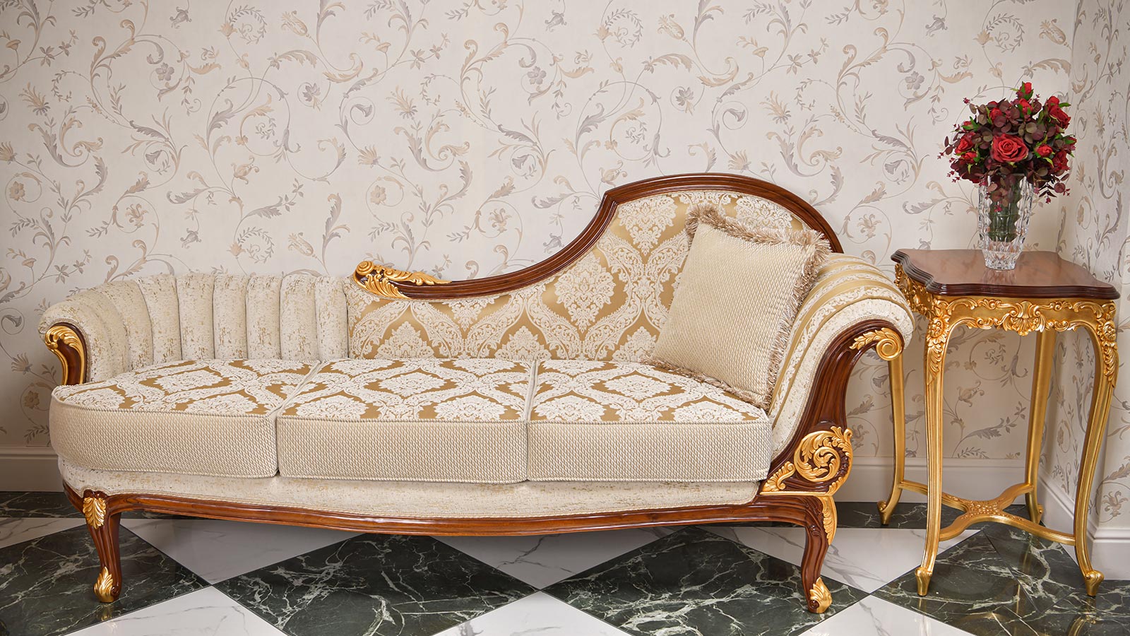 luxury traditional design sofa and chaise lounge