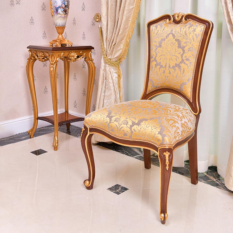 luxury classic design Italian chair with yellow fabrics