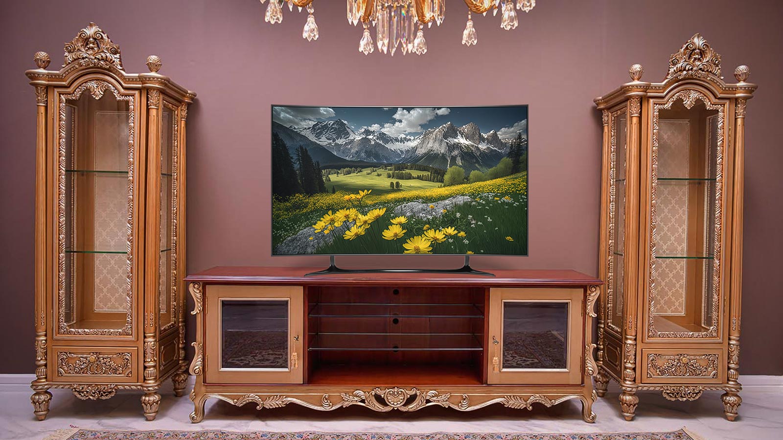 Luxury Classic Italian wooden TV Stand