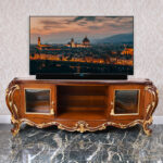 Luxury classic design wooden Tv stand made in Italy- Traditional vintage design tv stand