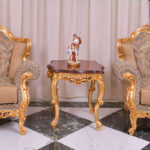 Classic design side table with Top wood and finishing gold leaf