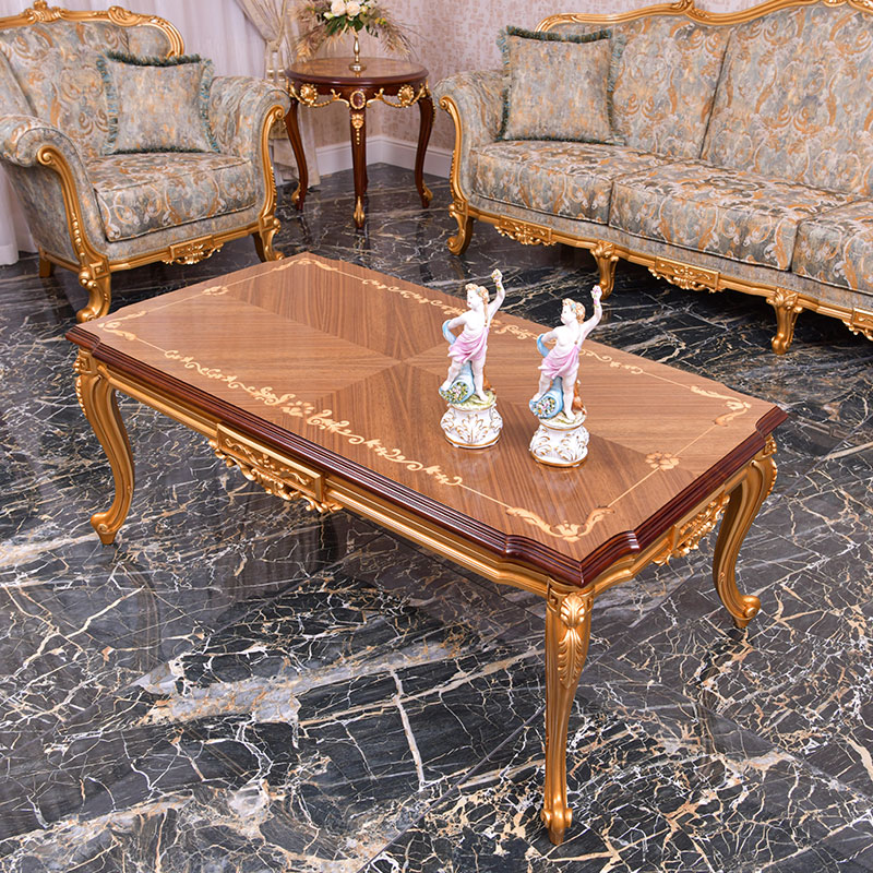 Luxury Classic room coffee table with Top solid wood decorated with Inlay